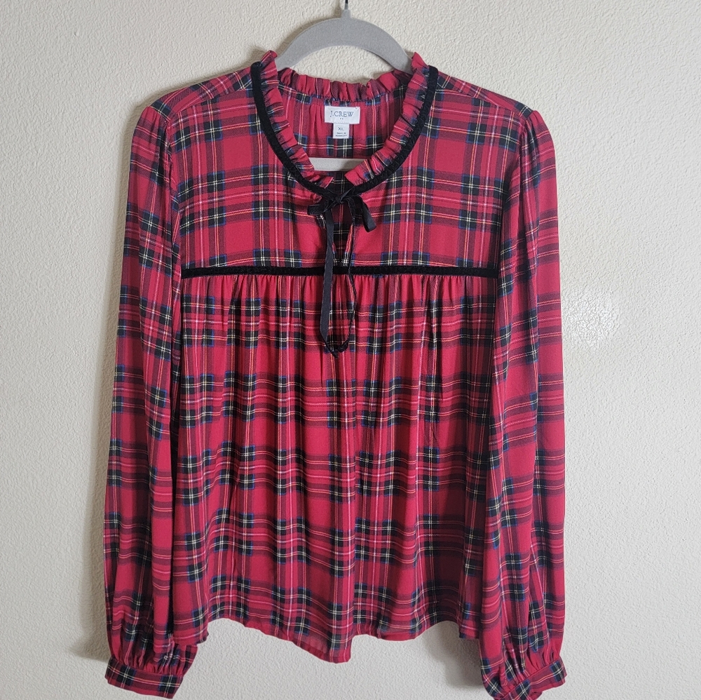 J. Crew Women's Red Plaid Top